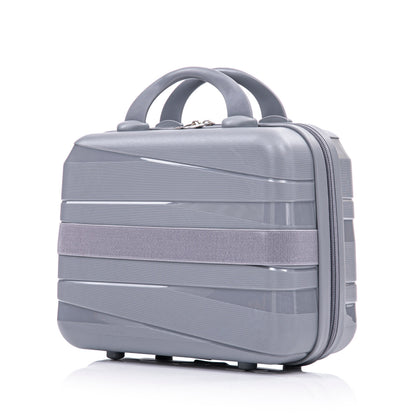 4-Piece PP Spinner Wheel Luggage Set with Cosmetic Case, Light Gray