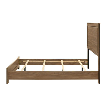 Walnut / Chestnut 3pc Queen Size Bedroom Set with Nightstands