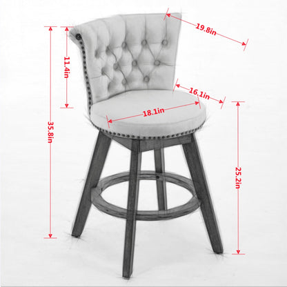 26" Counter Height Bar Stools Set of 2 with 360° Swivel and Velvet Upholstery