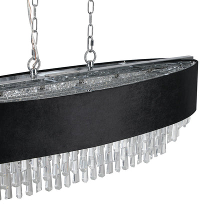 39' Modern Crystal Chandelier with Black Imitation Velvet Shade