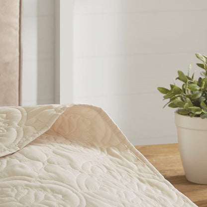 3 Piece Reversible Bedspread Set Cream Full/Queen