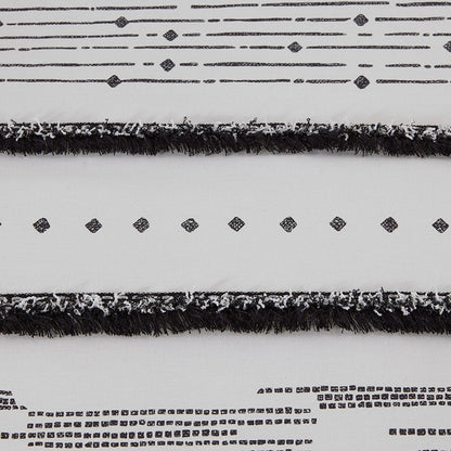 Cotton Printed Comforter Set with Trims Black/White King/Cal King