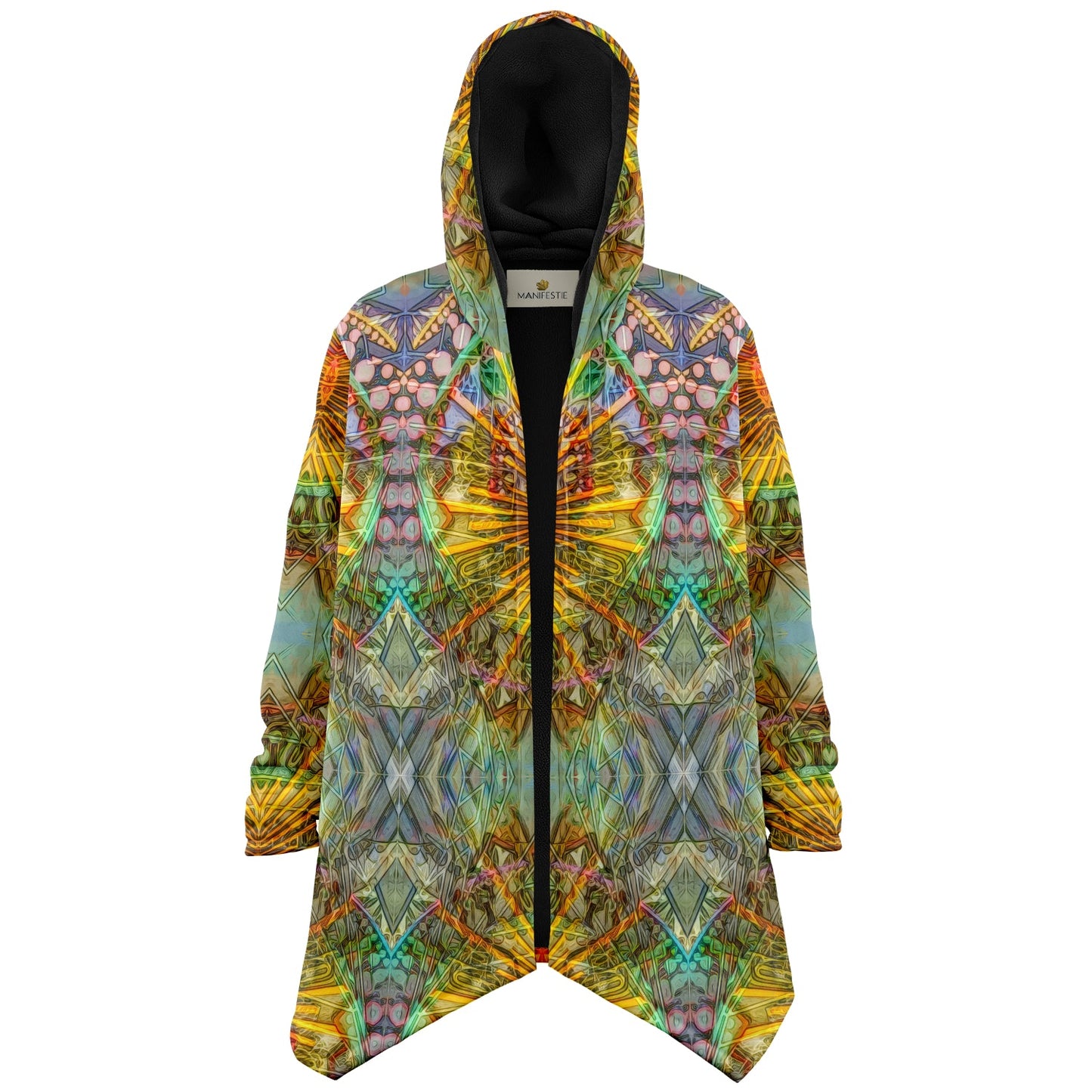 Lotus Guardian Cuddle Cloak | Unisex Minky Sherpa Hooded Coat | Women and Mens Festival Coat | Mountain Fashion