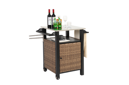 Single Door Outdoor Bar Cart with Stainless Steel Tabletop