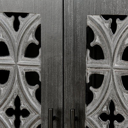 Hollow Four Door Antique Cabinet, American Country Style