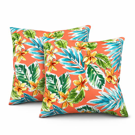 2 Pack Outdoor Throw Pillows, Waterproof & Fade-Resistant Patio Cushions (18x18 Inch, Bright Coral Pink)