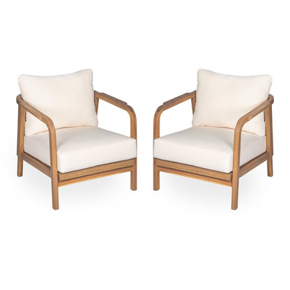 Outdoor Lounge Chair With Woven Backrest and Solid Wood Frame