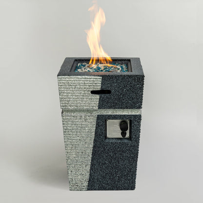 20' Propane Gas Fire Pit Table, 50000 BTU Square Concrete Fire Pit