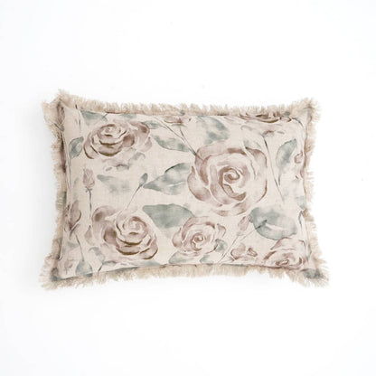 Linen Printed Lumber Throw Pillow 16x24 Brown & Green