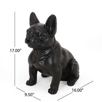 Dog Garden Sculpture, Outdoor French Bulldog Garden Statue, Matte Black