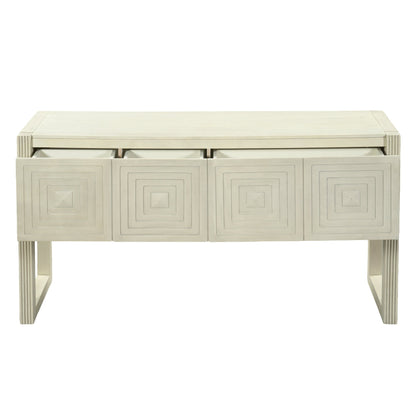 Geometric Carved Console Table with 3 Soft-Close Drawers