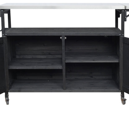 Foldable Outdoor Kitchen Island Patio Mobile Kitchen Cart