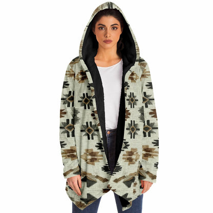 Ganado Tribal Cloak | Unisex Minky Sherpa Lined Hooded Coat | Women and Mens Festival Coat | Mountain Fashion