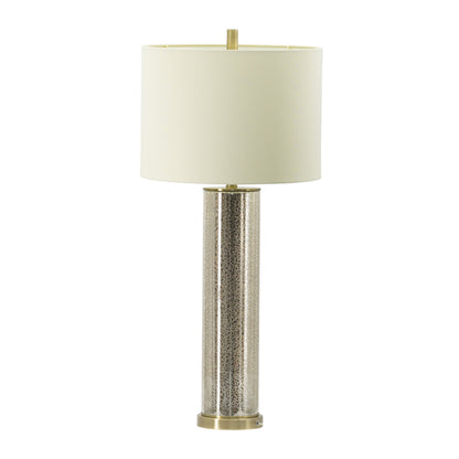 16x16x35 Gold Mirrored Glass Table Lamp with White Fabric Shade