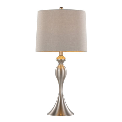 Ashland 27" Contemporary Metal Table Lamp Set in Brushed Nickel