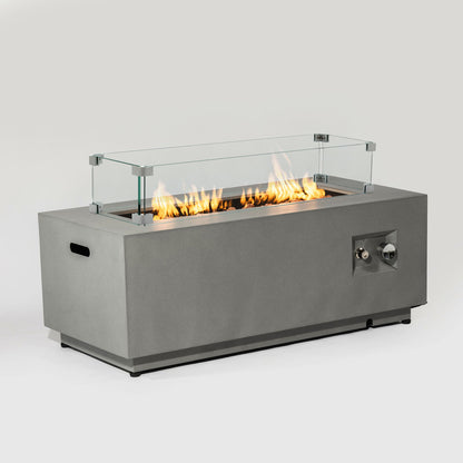42" Propane Gas Fire Pit Table with Glass Wind Guard