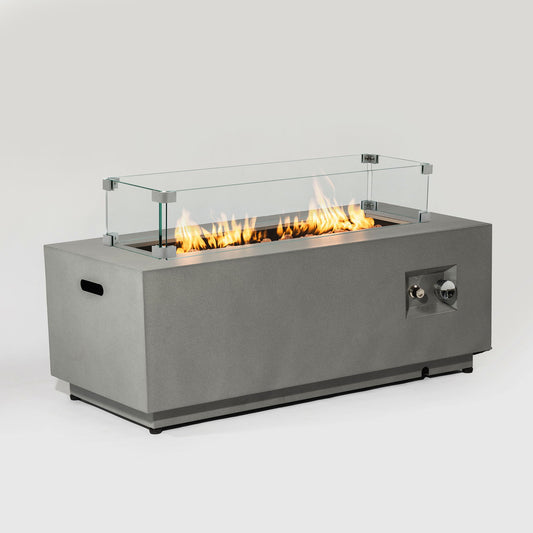 42" Propane Gas Fire Pit Table with Glass Wind Guard