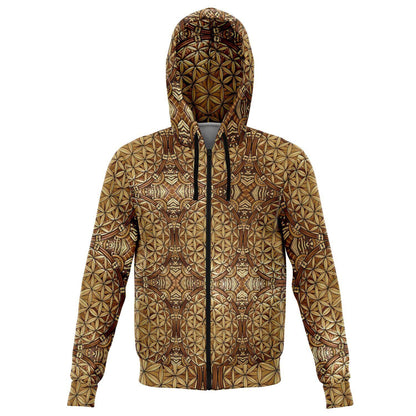 GOLD FLOWER OF LIFE  PREMIUM ZIP UP HOODIE