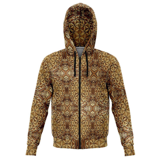 GOLD FLOWER OF LIFE  PREMIUM ZIP UP HOODIE