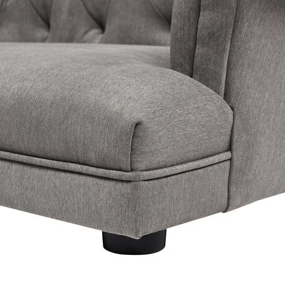 Kiki 36.5' Chesterfield Dog Sofa Bed, Medium, Uptown Gray Stain Resistant High Performance Polyester