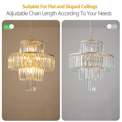 20' Modern Crystal Chandelier with Gold Finish
