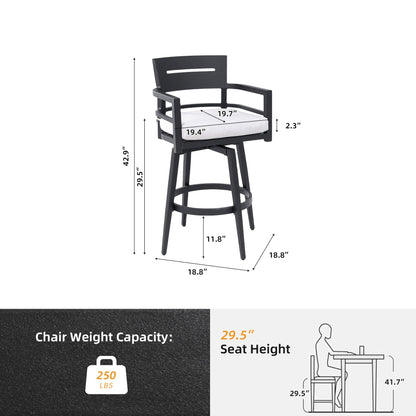Modern Outdoor Swivel Bar Chairs Set of 2