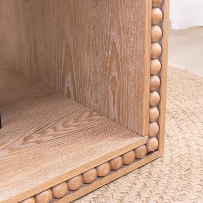 Rustic Beaded Edge Coffee Table – 47.6" Rectangular Center Table with Open Storage Shelf