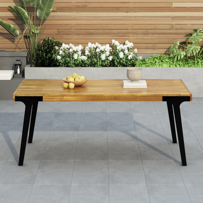 Acacia Wood Patio Dining Table, 69'L Rectangle Outdoor Table