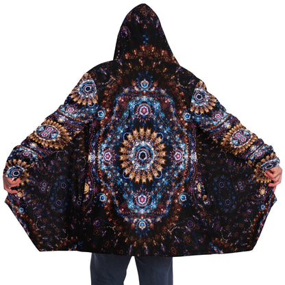 Cosmic Plane Cuddle Cloak | Unisex Minky Sherpa Lined Hooded Coat | Women and Mens Festival Coat | Mountain Fashion