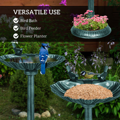 Outsunny 32" Antique Bird Bath with Pedestal Flower Planter Base