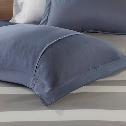 Queen Striped Comforter Set with Bed Sheets
