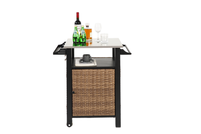 Single Door Outdoor Bar Cart with Stainless Steel Tabletop