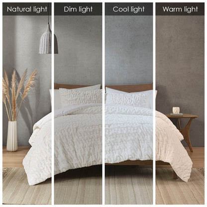 Full/Queen Ruched Fur Down Alternative Comforter Set