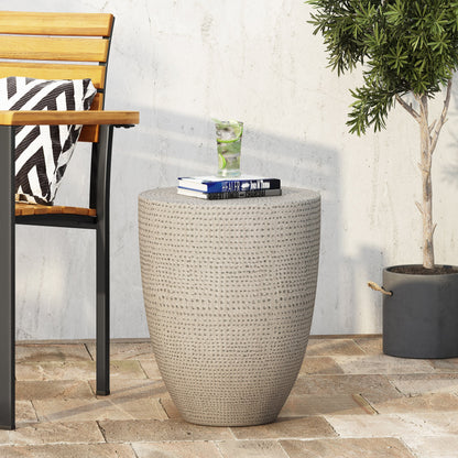 Modern Outdoor Lightweight Concrete Side Table with Natural Finish