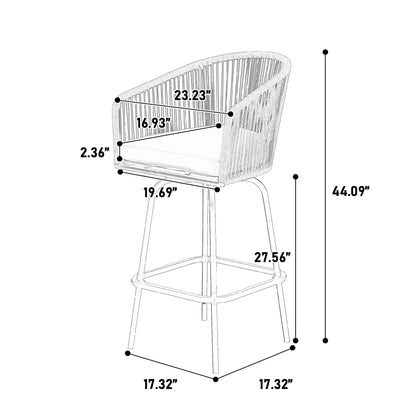 Outdoor Bar Stools Set of 4 with Armrests and Backrest