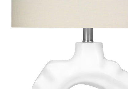 Lighting, 25'h, Table Lamp, Cream Resin, Ivory / Cream Shade, Modern