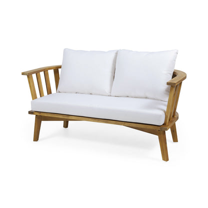 4-Pieces Acacia Wood Patio Furniture Set with Cushions