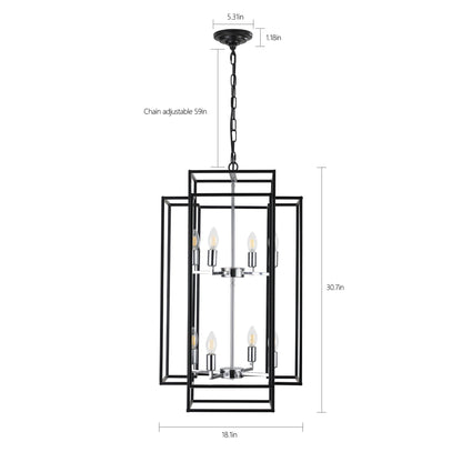 18' Modern 8-Light Black & Chrome Geometric Pendant Chandelier