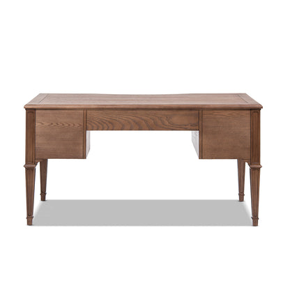 Dauphin Gold Accent 5-Drawer Wood Executive Desk Brown Ash Wood & Veneer