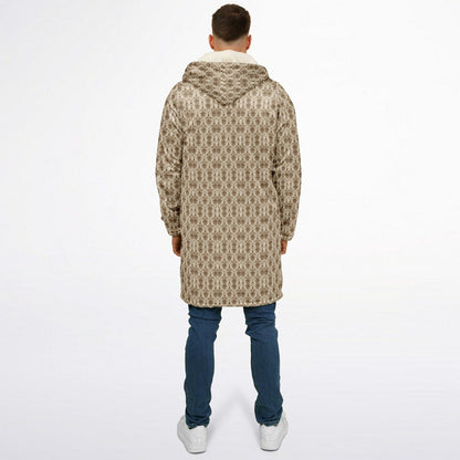 Cream Baroque Cuddle Coat | Unisex Minky Sherpa Lined Coat with Hood, Zipper and Pockets | Women and Mens Festival Coat | Mountain Fashion