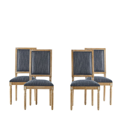 French Country Style Dining Chair with Upholstered Seating and Fluted Legs