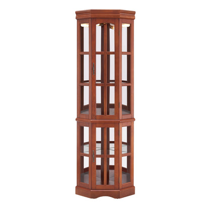 Corner Curio Cabinet With 5 Shelves And Lighting System