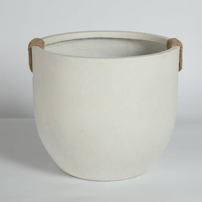 Round Concrete Planter Set of 2, Large Handmade Off White Pots