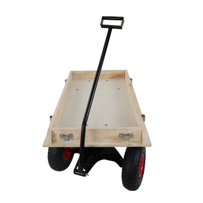 Children's and Garden Wooden Carriage with All-Terrain Inflatable Wheels