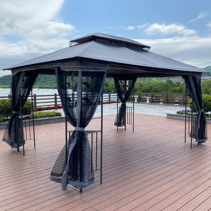 13 x 10 Ft Patio Gazebo Tent with Ventilated Double Roof and Mosquito Net