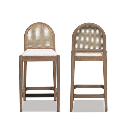 Arlin Upholstered Stool with Curved Back and Footrest - Set of 2