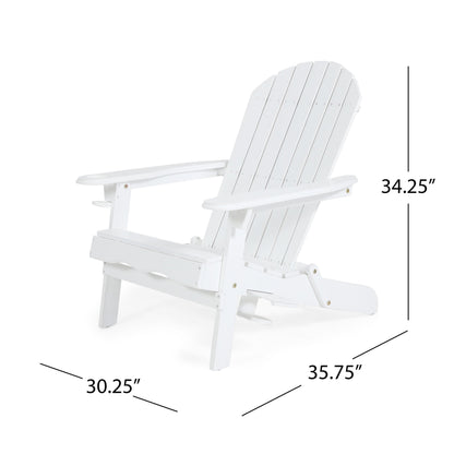 Zenithia Outdoor Foldable Adirondack Chair with 2 Cup Holders, White