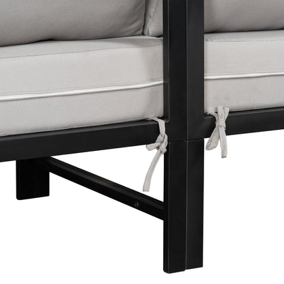 U_style Outdoor L-Shaped Sofa with Iron Frame and Ultra-Thick Cushions