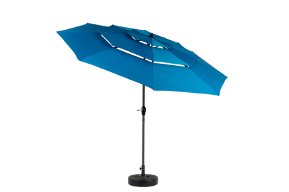 Aluminium 10ft 3 Tier Auto-tilt Outdoor Patio Umbrella - Dark Blue