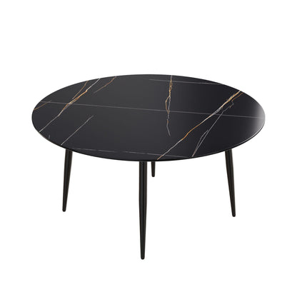 Modern Man-Made Stone Round Dining Table for 6 People